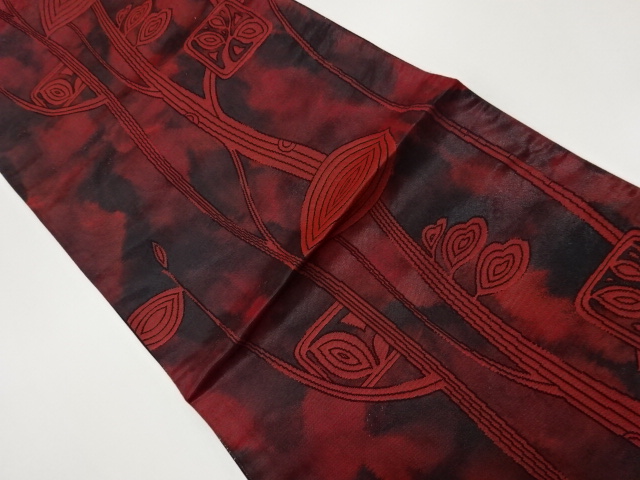 JAPANESE FUKURO OBI / WOVEN ABSTRACT LEAVES